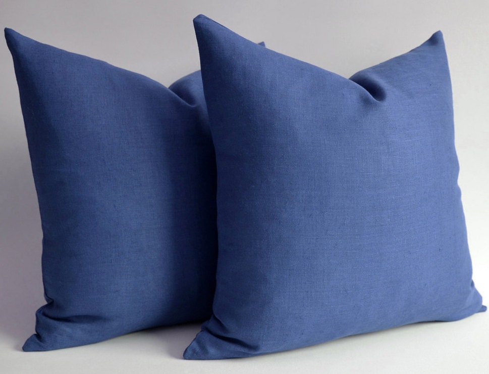 Sukan / 1 Linen pillow cover navy blue - decorative throw pillows - throw pillows - shams - cushion cover - 20x20 pillows