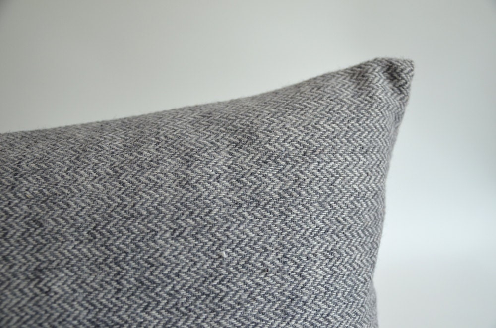 Sukan / SOFT Gray Wool  Pillow Cover, Decorative Pillow, Throw Pillow Covers, Accent Pillows, Gray Lumbar Pillow