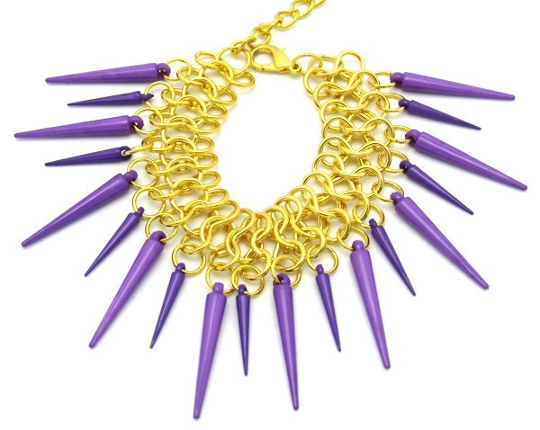 Purple Punk Rock Bracelet - Spike Jewelry - Summer Colors - Fashion Jewelry - Gifts for Her