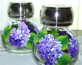 Salt and Pepper Shakers in Hand Painted Lilacs
