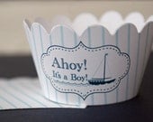 12 Nautical Sailboat Boy Baby Shower Cupcake Wrappers Il_170x135