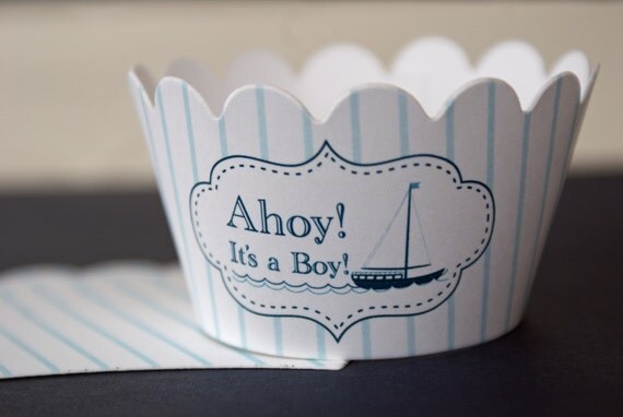 12 Nautical Sailboat Boy Baby Shower Cupcake Wrappers Il_570xn