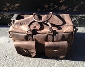 Leather carry on bag - overnight bag - vintage look - hand stitched