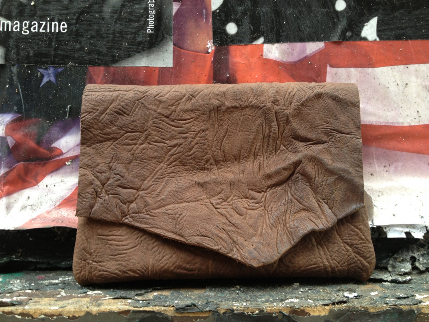 Buffalo Ipad mini case - hand stitched deckled edge leather