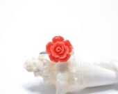 Sterling Silver Glass Rose Ring, Size 6 Ready to Ship