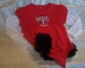 Red Ruffle bum butt onesie bodysuit "Grandma spoils me" long sleeve size 24 Months