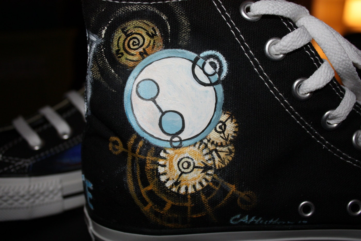Doctor WHO Handpainted Shoes TIME LORD HIghtop Men's Women's any design size shoe Your name Gallifreyan  flag tardis darlek