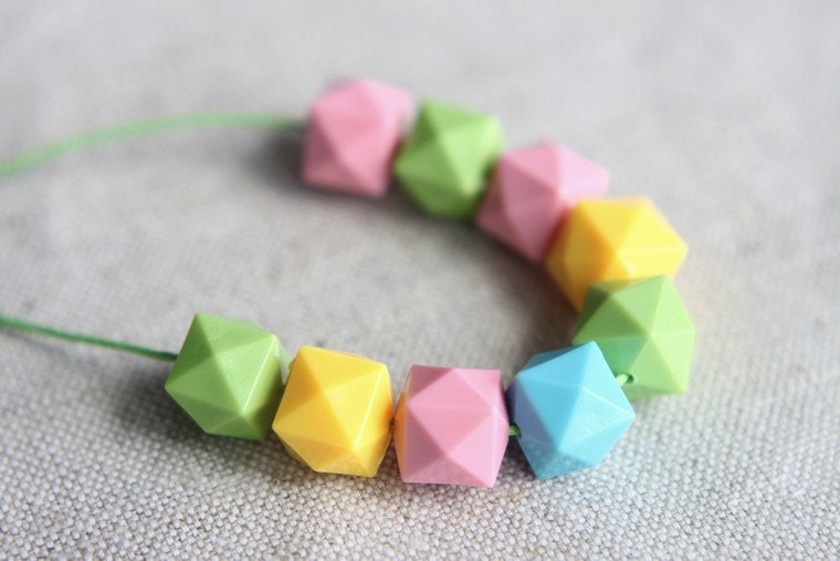 Hexagon Necklace Geometric Jewelry Colorful Faceted Beads Pastel Beads Beadwork Jewelry