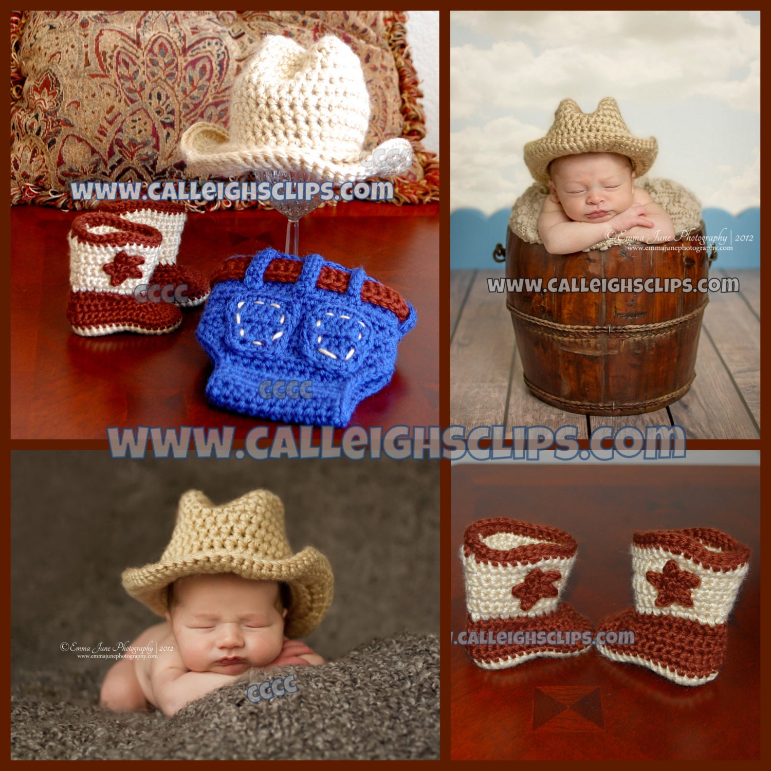 Cowboy boots set - Newborn, 0-3 mo & -3-6 mo - Variety of color choices