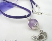 Bird Necklace Wire Wrapped Amethyst