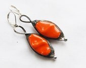 dangle earrings orange pumpkin beads ceramic glass, beadwork birthstone cluster dangle drop hoop earrings - vertverre