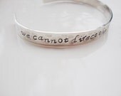Adjust our sails hand stamped hammered silver cuff texturized