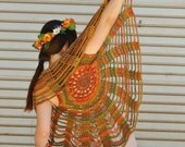 Dead Head Crochet Spider Web Shawl / Mandala Circle Vest / Rasta / Bohemian / Hippie Vest