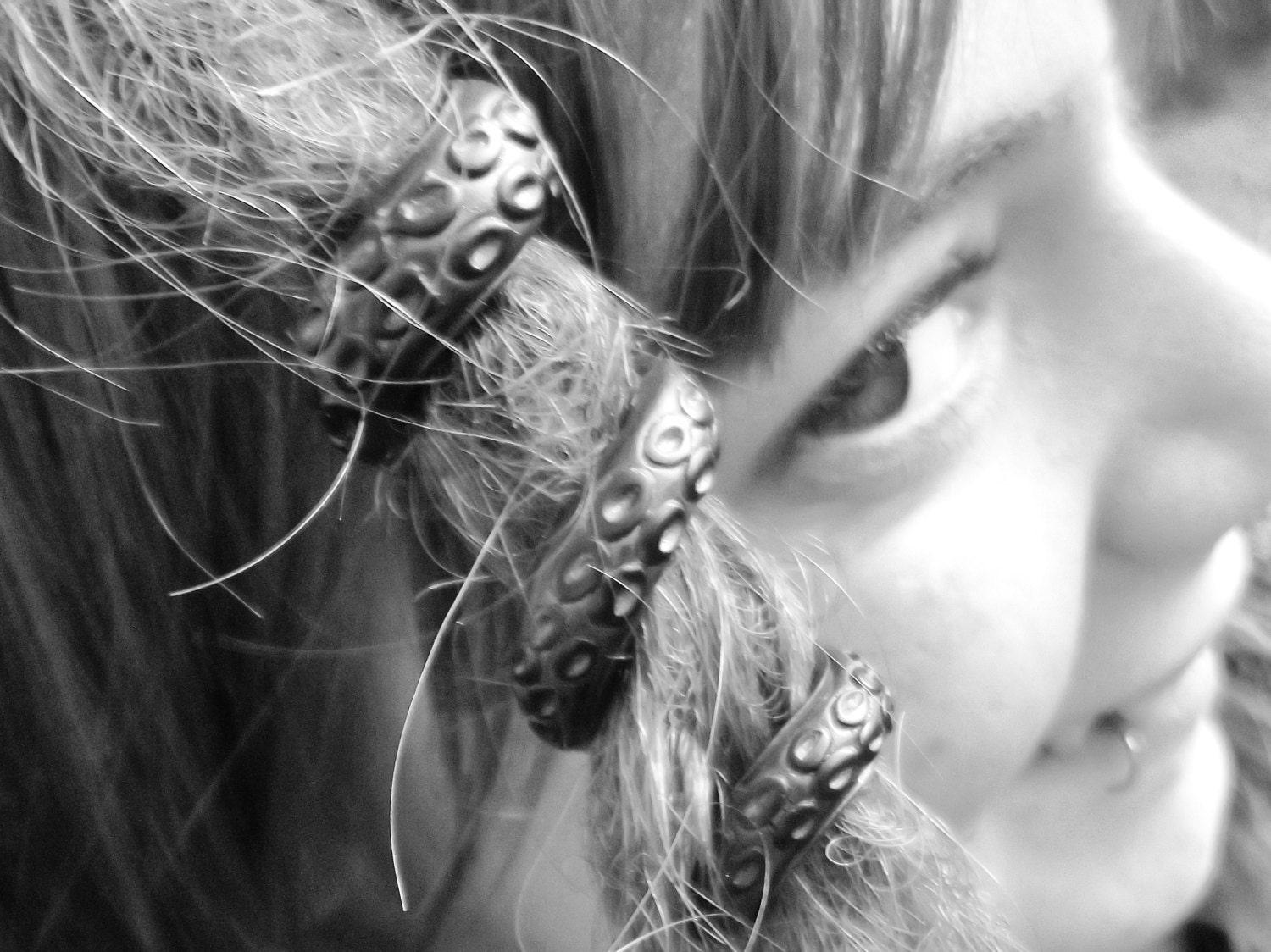 TENTACLE Dread Bead - Realistic Tentacle Dreadlock Accessories - You Choose Size, Color, and Accent Color