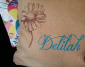 Eco Friendly BABY SHOWER Personalized Throw Pillow WITH Insert - Handmade from a Recycled Coffee Sack