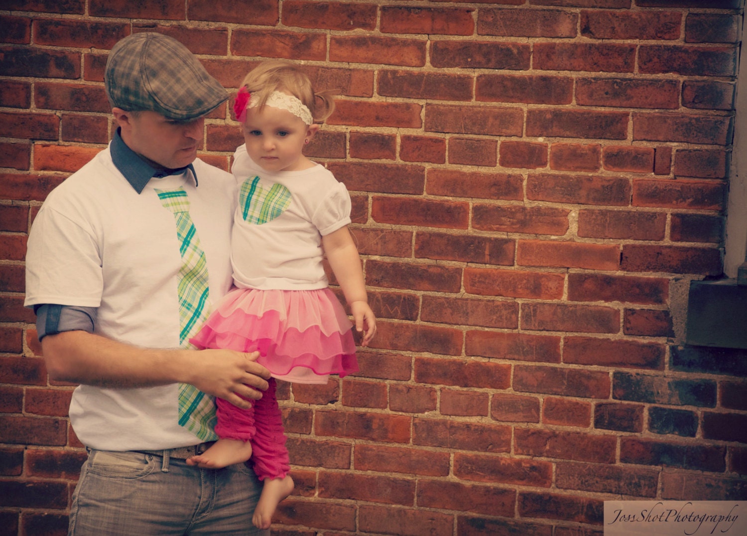 New Dad, Father's Day, Father Daughter SET of  Tie T-Shirt and Baby Girl / Daughter Heart Tee.  Set of 2.  Daddy's Little Girl Gift Set.