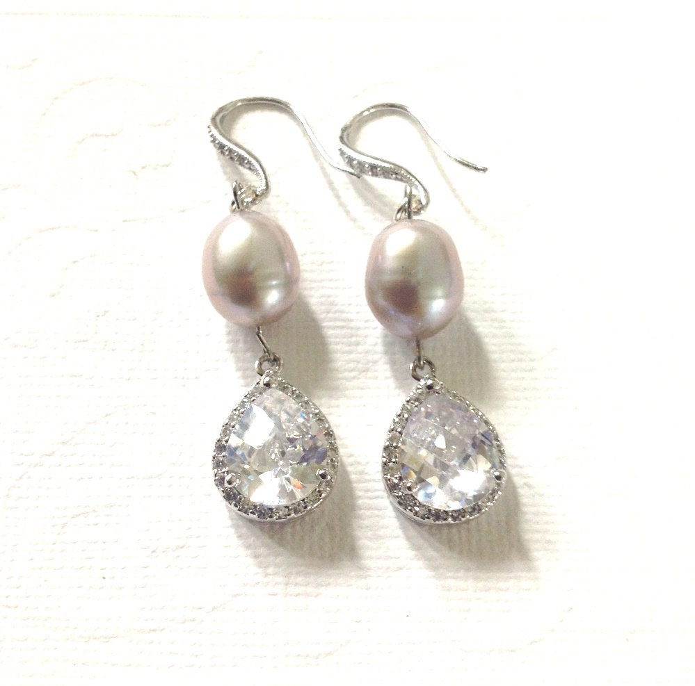 Wedding jewelry / Wedding earrings / Large cubic zirconia drop dangle earrings /  Luxury earrings / Bridesmaids gift