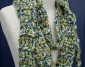 Extra Long and Skinny Scarf with Fantastic Fringe. Pretty Accents in Deep Teal, Citron, Sky Blue, Grey and Oatmeal. Free Shipping.