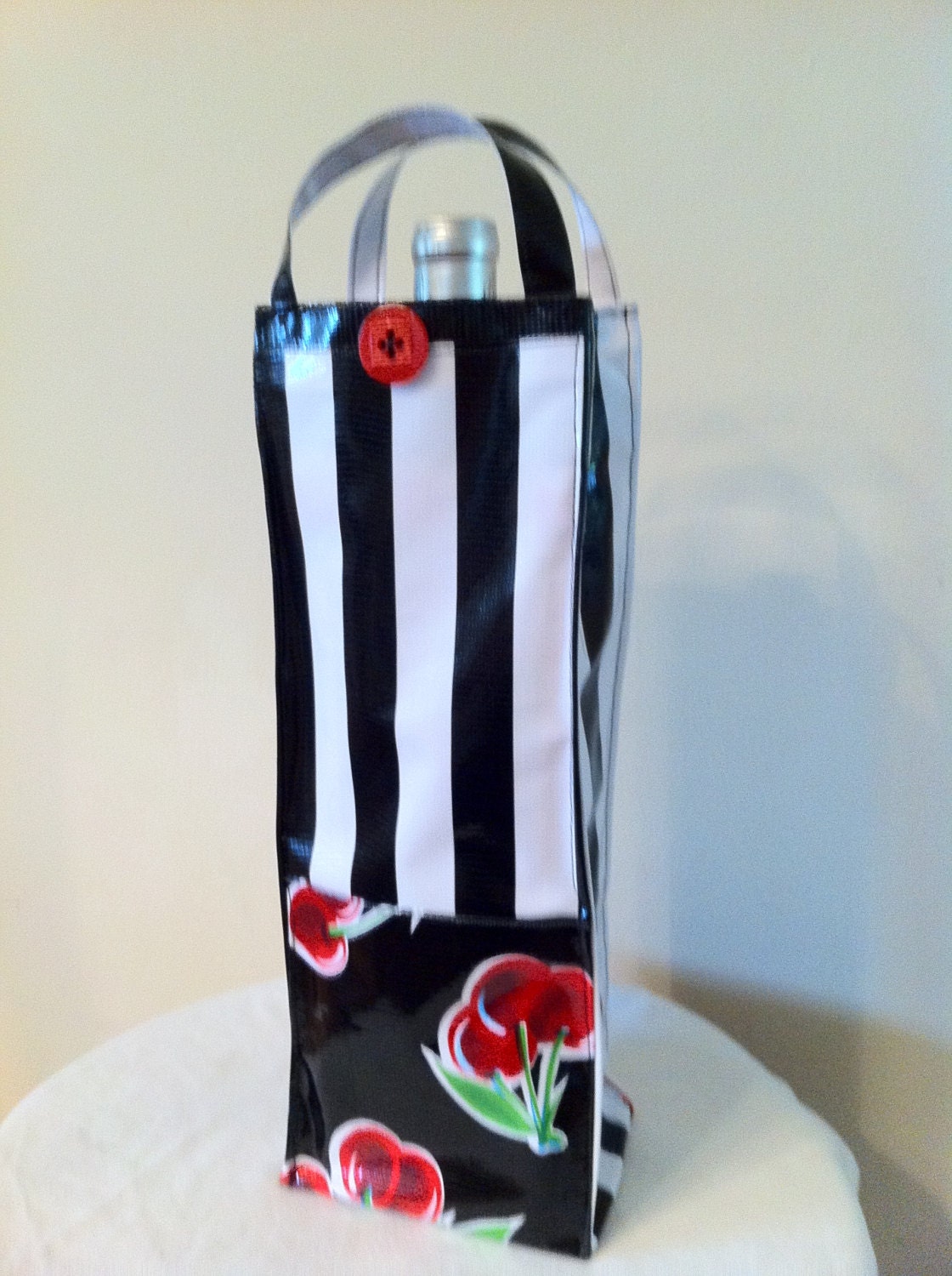 Wine Bag Red Cherries Fully Lined