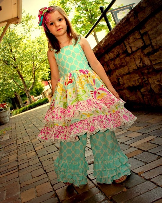Kumari Garden Ruffle and Lace Handmade Boutique Dress Sizes 6, 7, 8