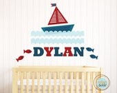 Boat Decal for Children, Sail Away SMALL Nursery Wall decor Wall stickers Play Room Big boy room Sailing