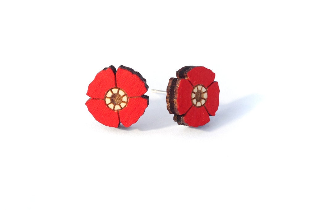 Red Flower Earrings