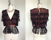 1970's Vintage Hand Made Lace Blouse with Wooden Buttons