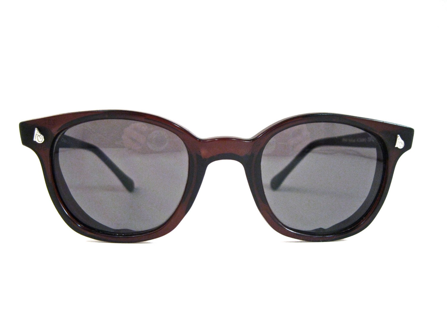 rare brown AO horn rimmed sunglasses. safety glasses new old stock/NOS/deadstock frames. unisex/mens eyewear. large 50-22 (VFAC)
