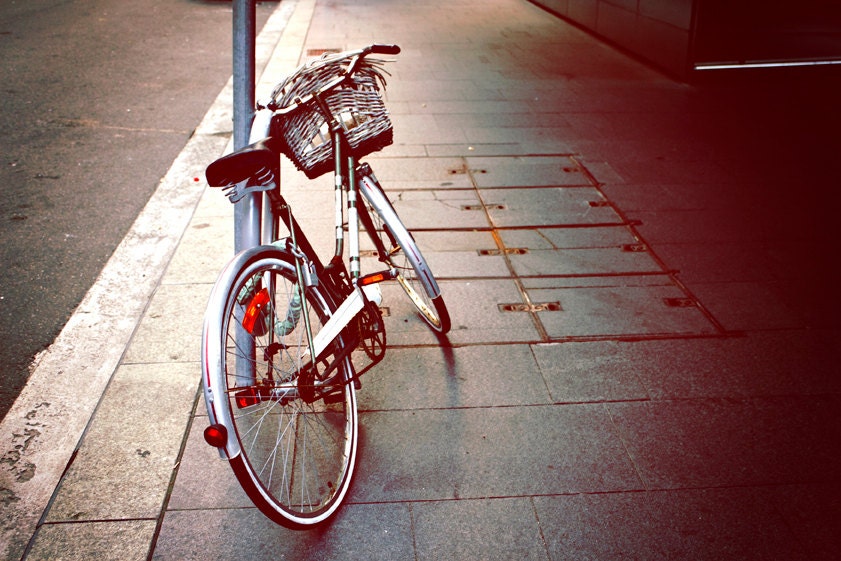 Vintage Bicycle Photo 8 x 12 Print. Cycle, Bike, Bicycle with basket, Bicycle on Street, Chrome, Old Bike Photo, Sydney