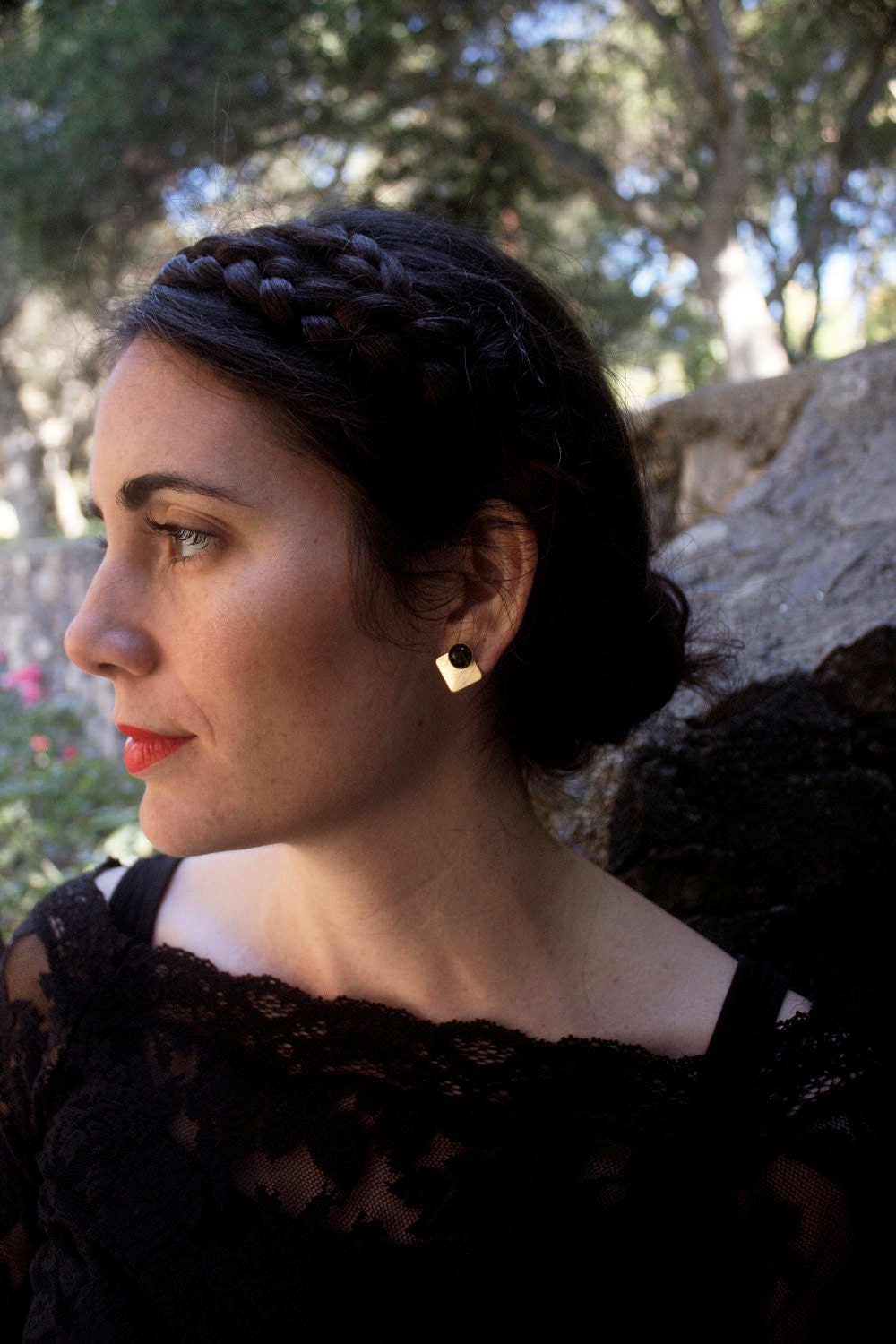 SALE Onyx Deco Stud Earrings
