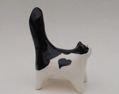 ceramic black and white cat mini sculpture