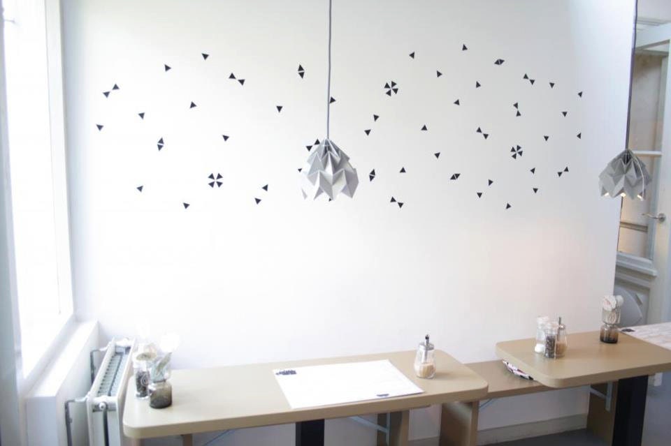 Moth origami paper lamp shade gray