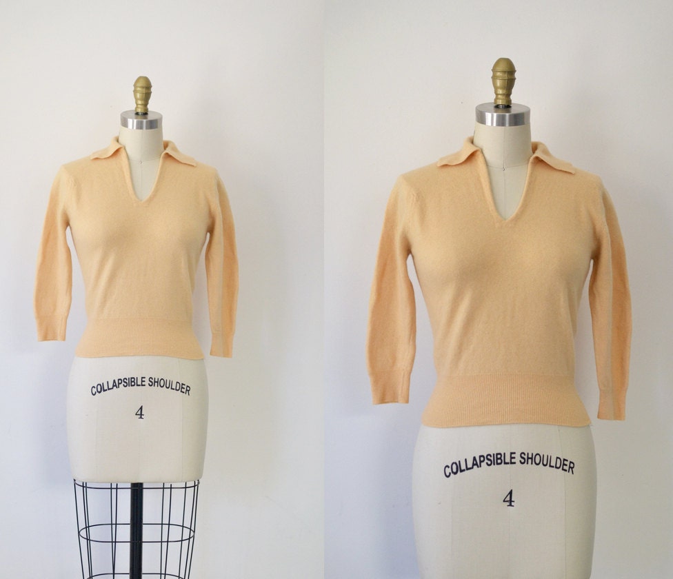 1950s Cashmere Sweater / 50s V-Neck Sweater / Dalton