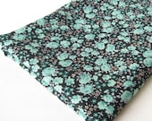 Cotton Lawn Fabric Black with Green Floral pattern 44" x 39" (112cm x 100cm) 1 metre