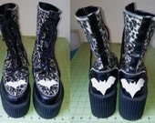 Upcycled DIY Deathrock Psychobilly Punk Creeper platform boots Womens 8 Mens 6 Unisex Shoes