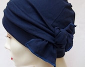 Hat Slouch Spring Navy Blue Chemo Cotton Jersey Light Cap Alopecia Head Covering Nurse Scrub Cap