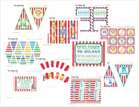 Circus Birthday Party Collection- Printable Full Collection - the unique day Il_570xn