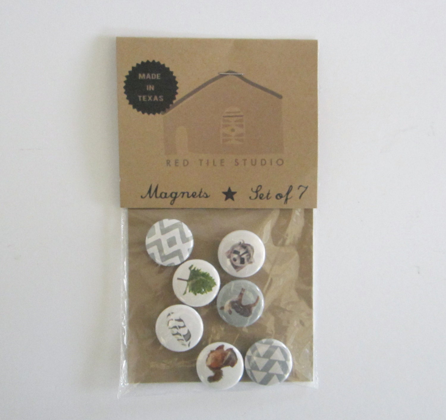Magnets Chevrons Triangles Zig Zag 7/Seven 1 inch round green blue orange brown redtilestudio