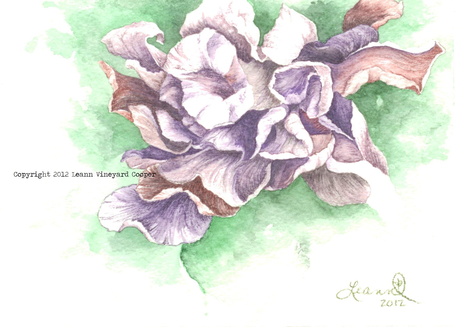 Purple flowers, note / greeting card