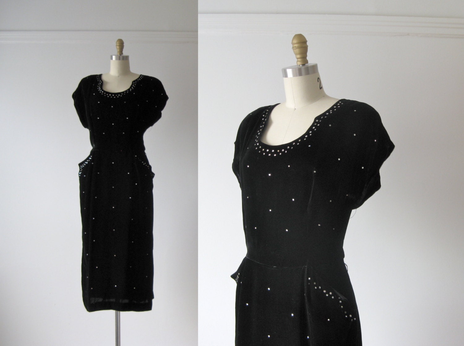 vintage 1950s velvet dress / 50s dress / Gloria Swanson gown