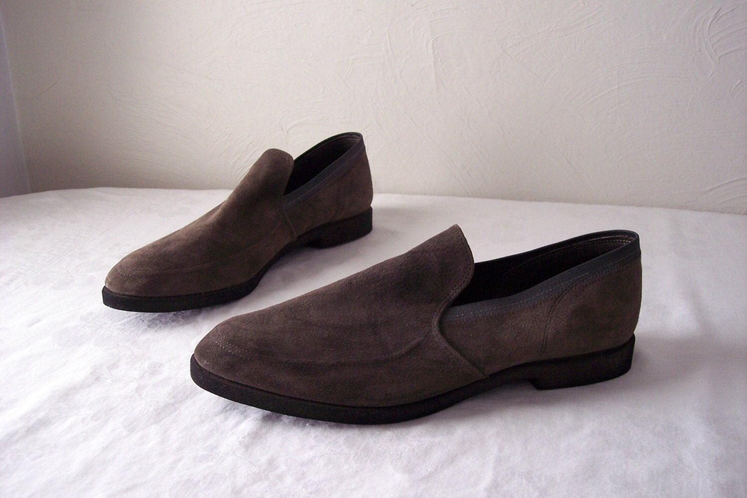 vintage mens hush puppies shoes - charcoal gray - brushed pigskin ...
