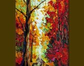 Original Autumn Landscape Textured Palette Knife Painting Oil on Canvas Modern Tree Art Seasons 20X30 by Willson