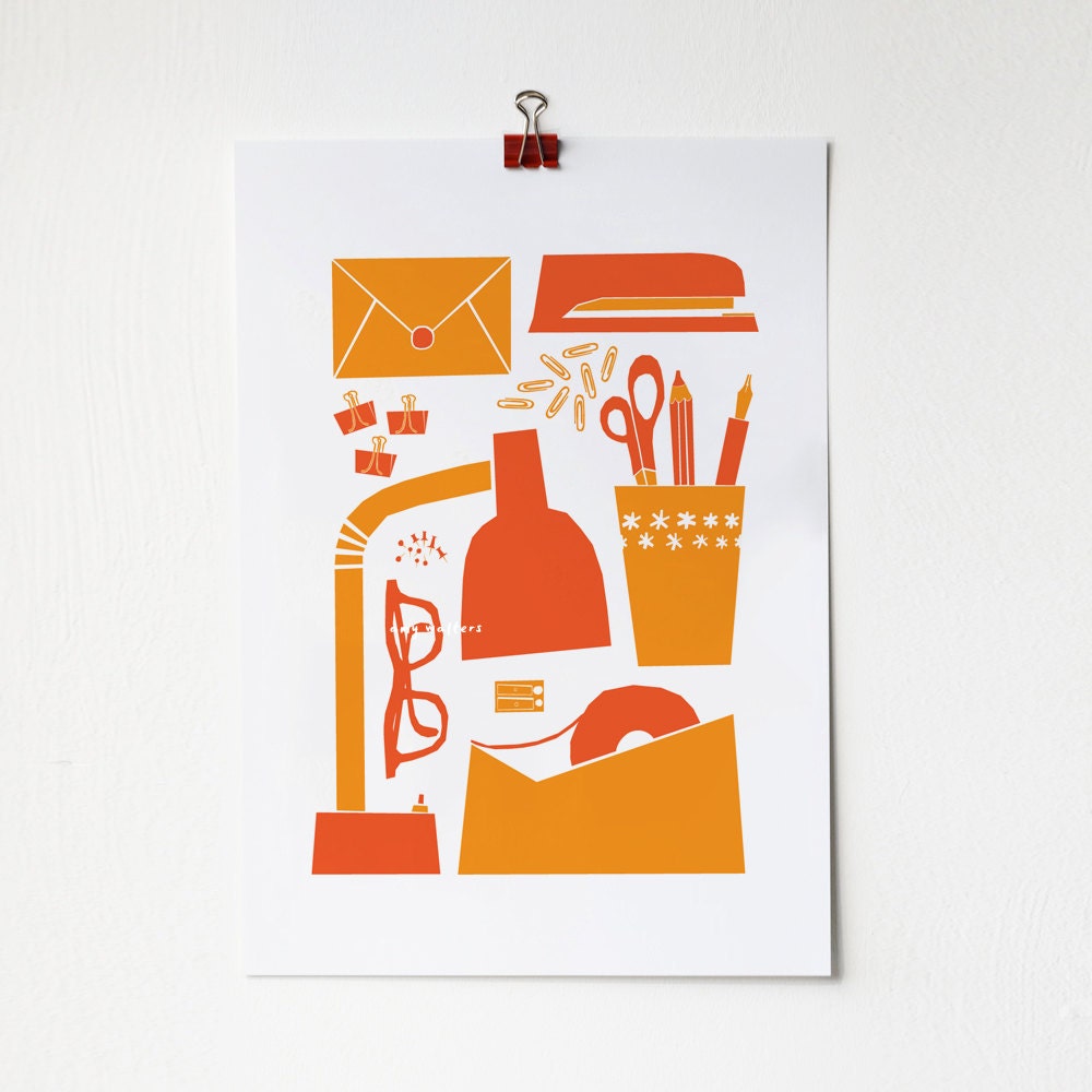 A3 Desk Print in Orange