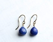 COBALT DROP - lapis lazuli gold simple earrings
