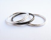 Three Simple Stacking Rings - Sterling Silver Rings - Mix Style - Oxidized Hammered