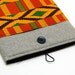 13 inch Macbook Pro case. Linen Macbook 13 sleeve with African print kente-style pocket. Custom bag, pouch and other cover orders available