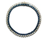 Art Deco Necklace/ 30s Cut Glass Blue, Clear Stone choker/ Evening