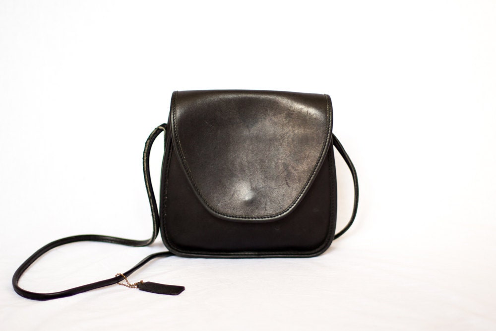 coach small satchel black leather purse