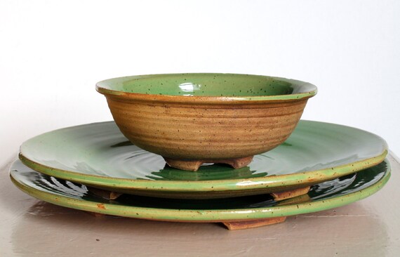 Items similar to Lime Green Bowl, set of two, dinnerware that is nature