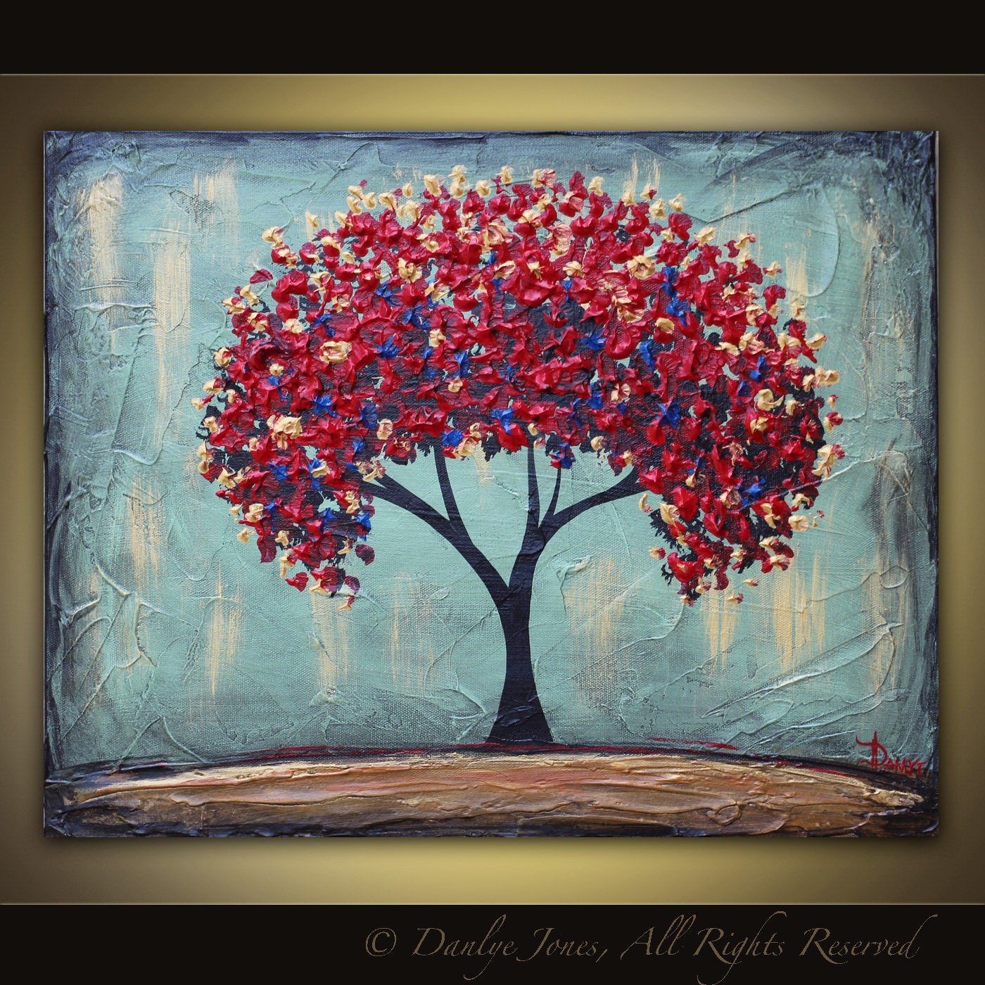 Red Tree original acrylic painting on canvas 20x16